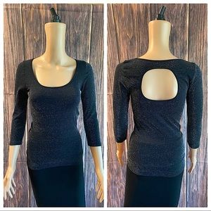 Bebe size petite small PS SP black with silver sparkles body con top